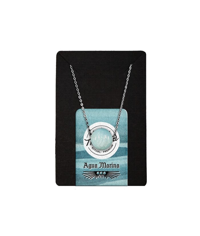 TRI.COLLAR AGUAMARINA BOLA 12 MM.