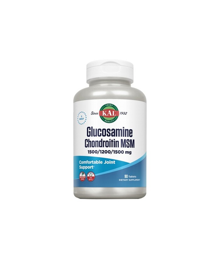 Glucosamine Chondroitin MSM- 90 Comprimidos
REF.72662
CONTENIDO MEDIO (POR TRES COMPRIMIDOS)
MSM (metilsufonilmetano)

150