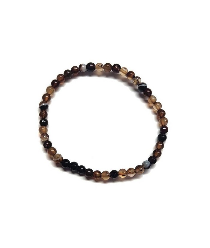 Pulsera elástica muy fina compuesta de cuentas de ágata de 4 mm de diámetro.

Presentado en una lámina de cartón que muestra 