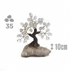 Árbol compuesto de 35 piedras de Cristal de Roca (de 1cm aprox).

Base de drusa de Amatista.

Medida: 10cm de alto aprox.