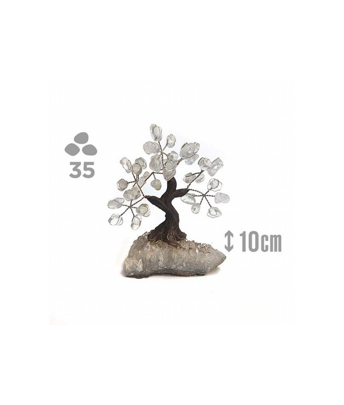 Árbol compuesto de 35 piedras de Cristal de Roca (de 1cm aprox).

Base de drusa de Amatista.

Medida: 10cm de alto aprox.