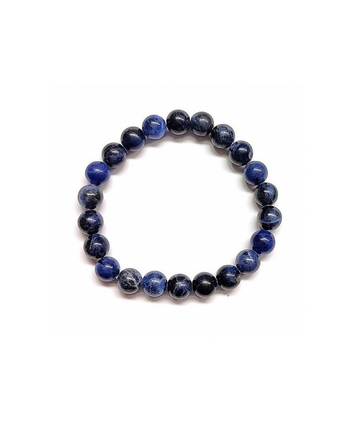 Pulsera elástica muy fina compuesta de cuentas de 8 mm de diámetro.

Presentado en una lámina de cartón que muestra el nombre