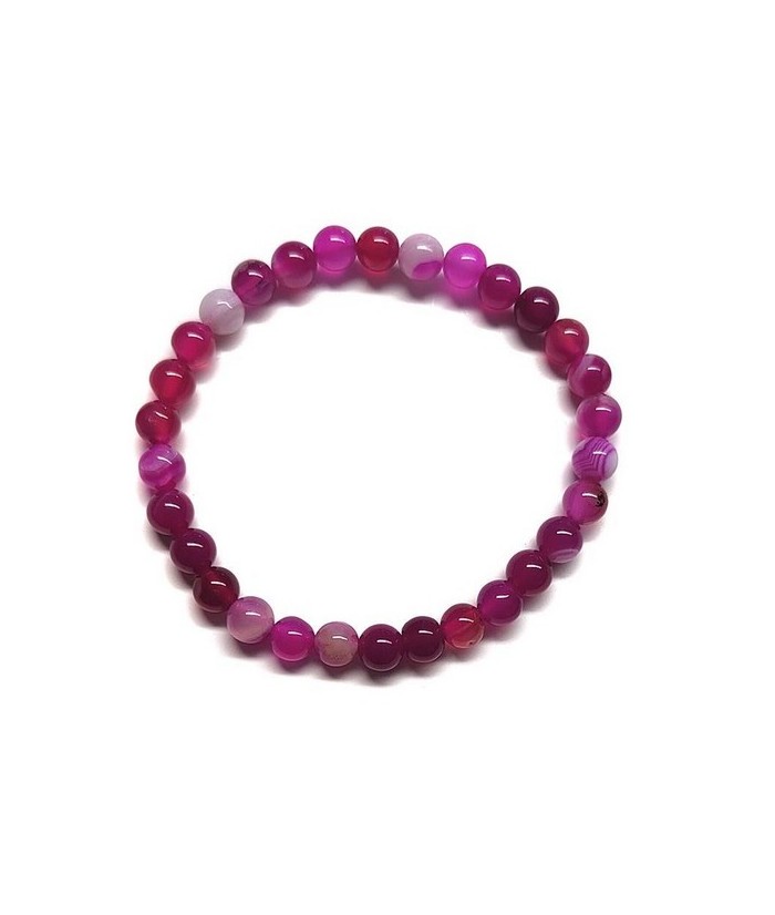 Pulsera elástica muy fina compuesta de cuentas de ágata de 6 mm de diámetro.

Presentado en una lámina de cartón que muestra 