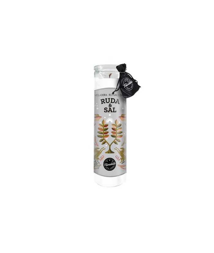 TRI.VELADORA RITUALIZADA RUDA Y SAL