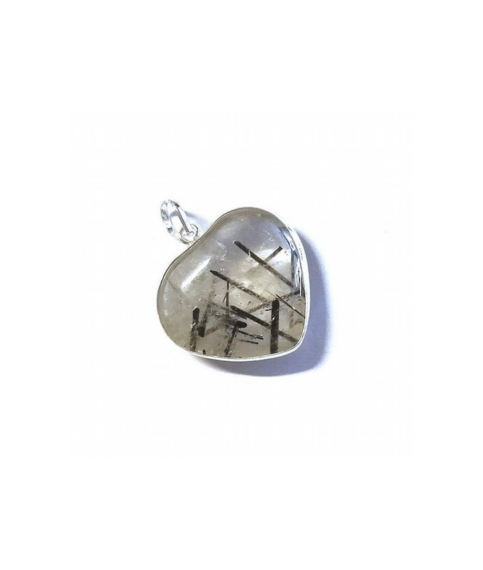 Colgante de Cuarzo Rutilado con Turmalina en forma de corazón, bordeado y engarzado en plata.

Tamaño: 2,5 x 2,5 cm aprox