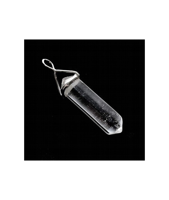 Colgante Punta Biterminada de Cristal de Roca.

Total tamaño colgante: 4.5 cm aprox.

Con engarce fijo en plata.
