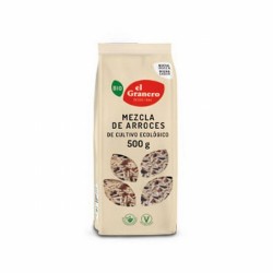 MEZCLA DE ARROCES BIO, 500 g
Ref. 014856

Ingredientes: 75% arroz basmati integral*, 25% (arroz rojo* y arroz negro*). Puede