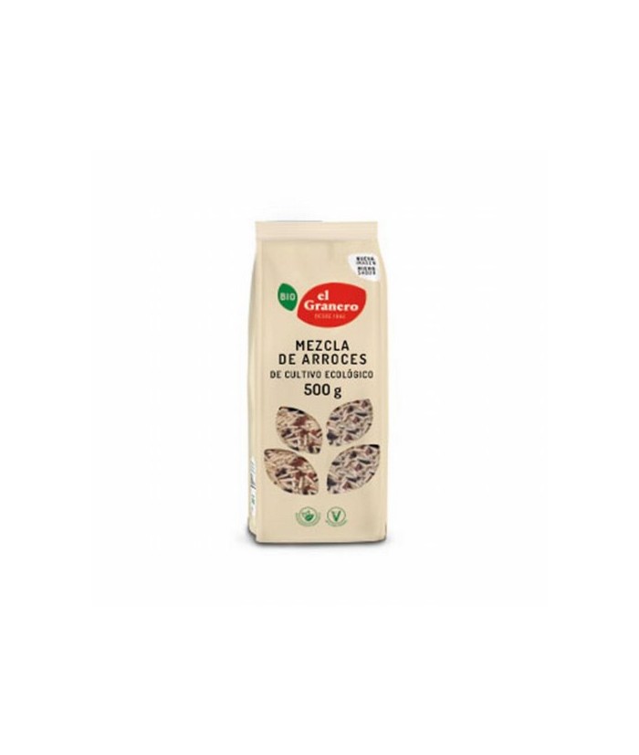 MEZCLA DE ARROCES BIO, 500 g
Ref. 014856

Ingredientes: 75% arroz basmati integral*, 25% (arroz rojo* y arroz negro*). Puede