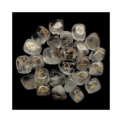 24 piezas de CRISTAL ROCA con los símbolos de las runas grabados en dorado.
Incluye caja y folleto explicativo.
Medida de las