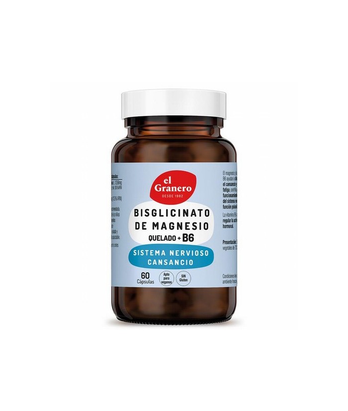 BISGLICINATO DE MAGNESIO CON B6, 60 CAP,730 mg
Ref. 013965

Ingredientes: polvo de bisglicinato de magnesio quelado tamponad