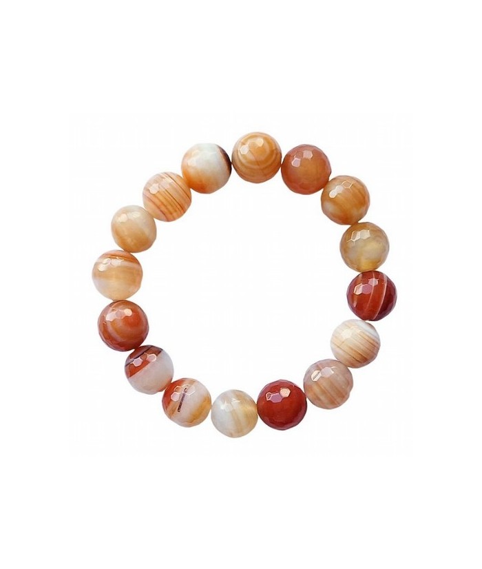 Pulsera de Ágata bandeada. Pulsera facetada en bolas de 12mm.
En goma elástica.