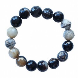 Pulsera de Ágata bandeada. Pulsera facetada en bolas de 12mm.

En goma elástica.