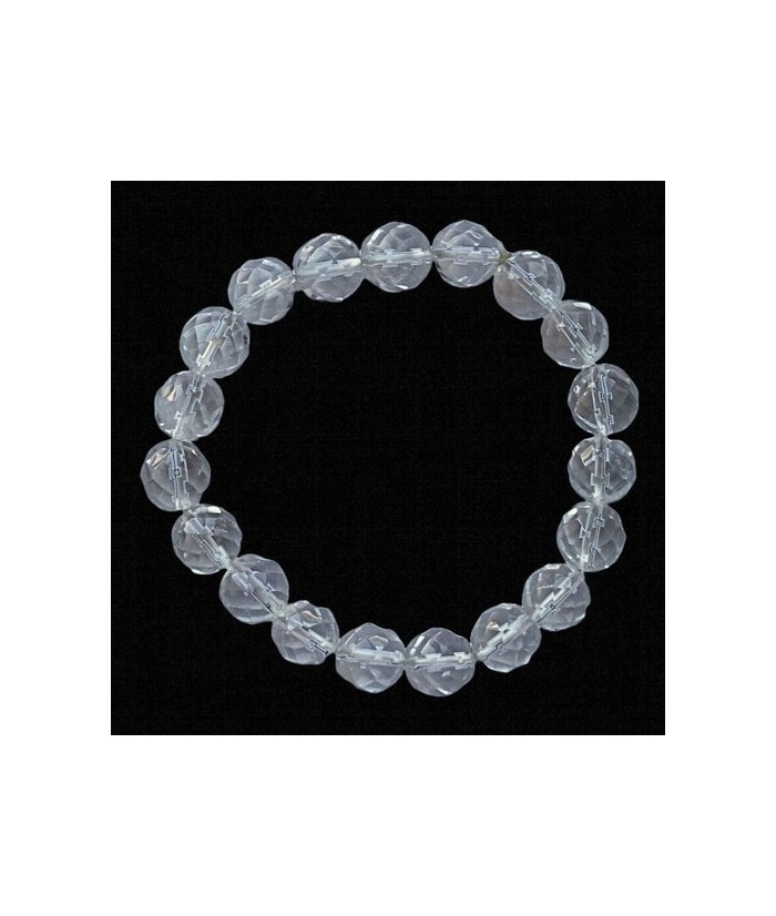 Pulsera de Cristal de Roca facetada en bolas de 10mm.

En goma elástica.
