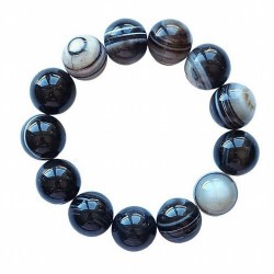 Pulsera de Ágata Negra bandeada en bolas de 14mm.

En goma elástica.