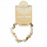 Pulsera de Cuarzo Rutilo en piedra chip pulida.

Presentada en jinete de cartón con nombre de mineral y su propiedad. Disponi