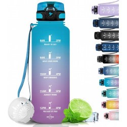 UZSPACE 1500ml/1.5L Botella de plástico de agua deportiva esmerilada con colores degradados motivacionales
Número de artículo:
