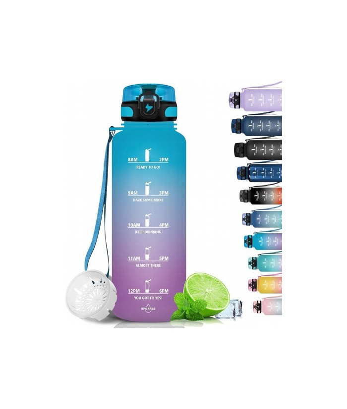 UZSPACE 1500ml/1.5L Botella de plástico de agua deportiva esmerilada con colores degradados motivacionales
Número de artículo:
