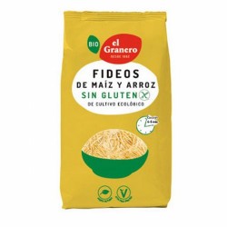 FIDEOS DE MAIZ Y ARROZ SIN GLUTEN BIO, 500 g
Ref. 019172

Ingredientes: harina de maíz* 95% , harina de arroz* 5% . Puede co