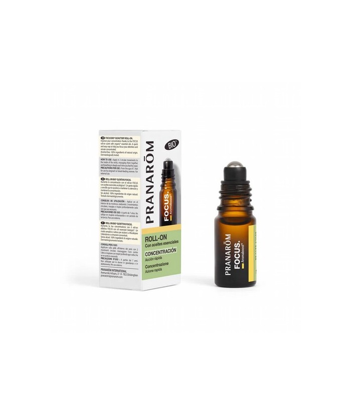 Diseñado para potenciar la concentración y mejorar la memoria, el roll-on olfativo FOCUS con aceites esenciales ofrece un apoyo