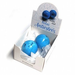 Caja con 2 Bolas Antiestrés de Howlita Azul para reposiciones del Expositor.

Las bolas antiestrés de minerales, al igual que