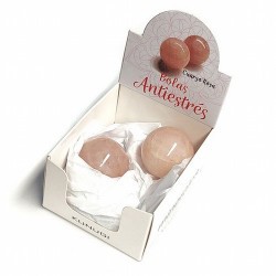 Caja con 2 Bolas Antiestrés de Cuarzo Rosa para reposiciones del Expositor.

Las bolas antiestrés de minerales, al igual que 