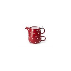 La forma fresca de este juego de té para un solo juego con tapa de acero inoxidable integrada aporta variedad a su surtido. Est
