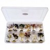 Árboles mini surtidos compuestos de 15 piedrecitas chip (aprox.). La caja incluye 12 árboles mini de 3 cm aprox. de diferentes 