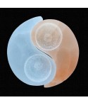 Portavelas de Selenita (2 piezas) con la forma del s&iacute;mbolo Ying Yang.

Tama&ntilde;o: cada portavelas por separado tiene una medida 