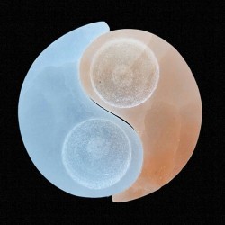 Portavelas de Selenita (2 piezas) con la forma del símbolo Ying Yang.

Tamaño: cada portavelas por separado tiene una medida 