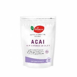 Ingredientes: acai* en polvo (Euterpe oleracea). Puede contener trazas de gluten, soja, sésamo y frutos de cáscara.
. (*)=De c