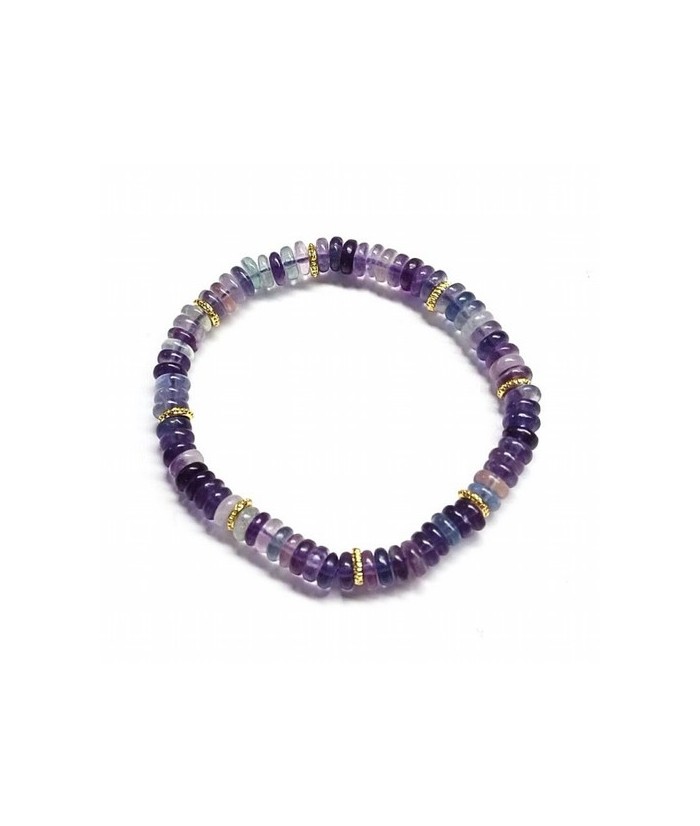 Pulsera de Fluorita en aros de 6mm aprox.

En goma elástica.

Peso: 40 gramos approx.