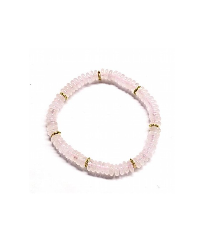 Pulsera de Cuarzo Rosa en aros de 6mm aprox.

En goma elástica.

Peso: 40 gramos aprox
