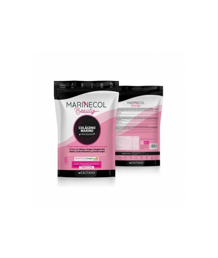 Marinecol Beauty (250g) es un complemento alimenticio a base de proteína de colágeno marino hidrolizado, extractos de plantas, 