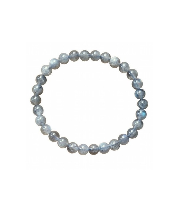 Pulsera elástica compuesta de cuentas de Labradorita de 6 mm de diámetro.