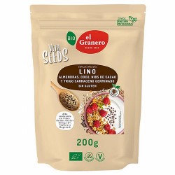 
VITASEEDS LINO MOLIDO CON TRIGO SARRACENO ALMENDRAS COCO Y NIBS CACAO BIO, 200 g
Ref. 019120

Ingredientes: semillas de li