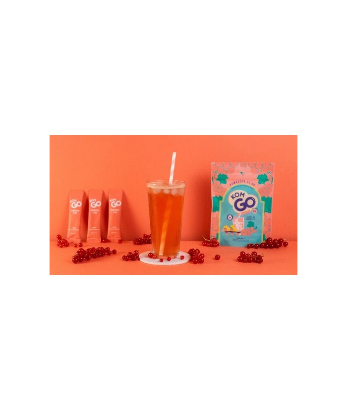 6 Sobres de Té de Kombucha en Polvo KOMGO, Sabor Bayas de Magnolia. Bebida Instantánea con Probióticos y Antioxidantes. Solo 15
