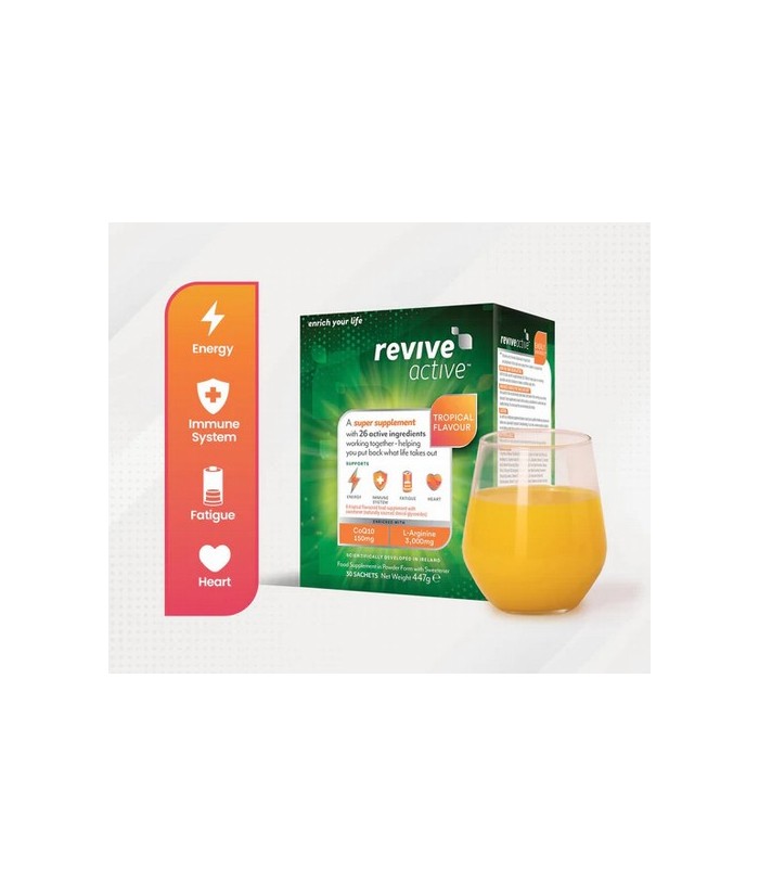 Descripción :
Revive Active es un super suplemento con 26 ingredientes activos que incluyen 11 vitaminas, 7 minerales y 5 amin