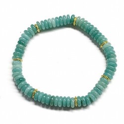 Pulsera de Amazonita en aros de 6mm aprox.

En goma elástica.

Peso: 40 gramos approx.
