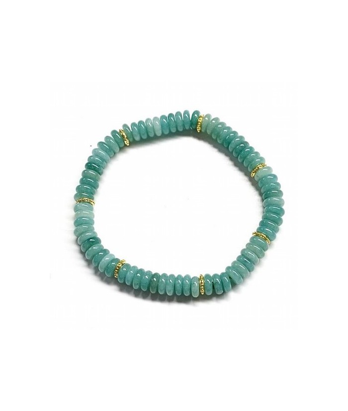 Pulsera de Amazonita en aros de 6mm aprox.

En goma elástica.

Peso: 40 gramos approx.