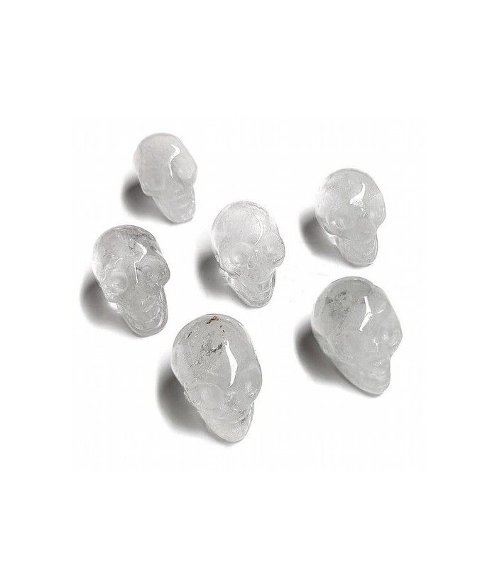 Cráneos de Cristal de Roca.

Medidas: 2,5 x 1,5 x 2,5 cm aprox.

Peso del set: 90 gramos aprox.