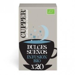 INFUSION DULCES SUEÑOS BIO, 20 BOLSAS
Ref. 604046

Ingredientes: canela * 35%, manzanilla * 25%, melisa * 20%, rooibos *, ar