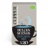 INFUSION DULCES SUEÑOS BIO, 20 BOLSAS
Ref. 604046

Ingredientes: canela * 35%, manzanilla * 25%, melisa * 20%, rooibos *, ar