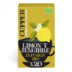 INFUSION LIMON Y JENGIBRE BIO, 20 BOLSAS
Ref. 604049

Ingredientes: hierba de limón* 55%, raíz de jengibre* 15,5%, raíz de r
