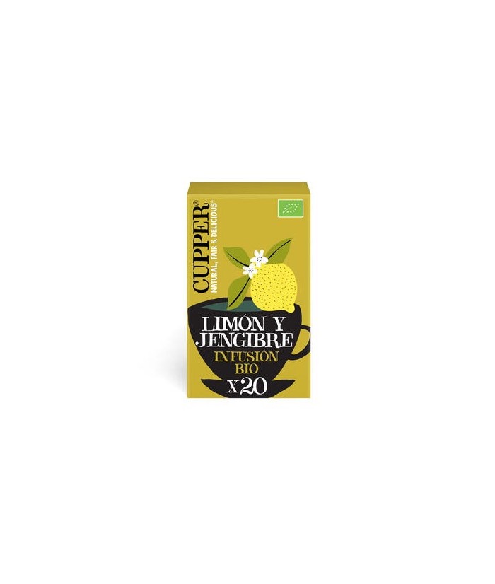 INFUSION LIMON Y JENGIBRE BIO, 20 BOLSAS
Ref. 604049

Ingredientes: hierba de limón* 55%, raíz de jengibre* 15,5%, raíz de r