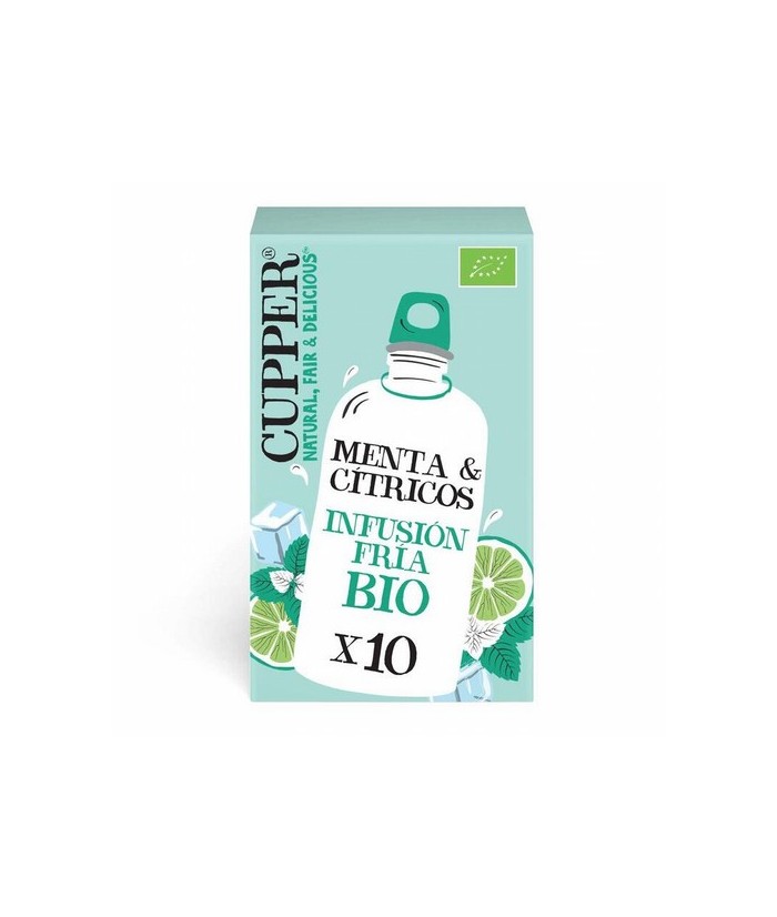 
INFUSION FRIA DE MENTA Y CITRICOS BIO, 10 BOLSAS
Ref. 604077

Ingredientes: menta* 39%, hibisco blanco*, citronella* (Cymb
