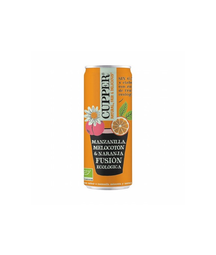 BEBIDA DE MANZANILLA, MELOCOTON Y NARANJA BIO, 250 ml
Ref. 604116

Ingredientes: agua, zumo de fruta a partir de concentrado