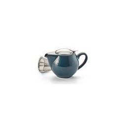 Esta tetera de porcelana verde oscuro, de elegante diseño, es la compañera perfecta para el día a día. La tapa de acero inoxida