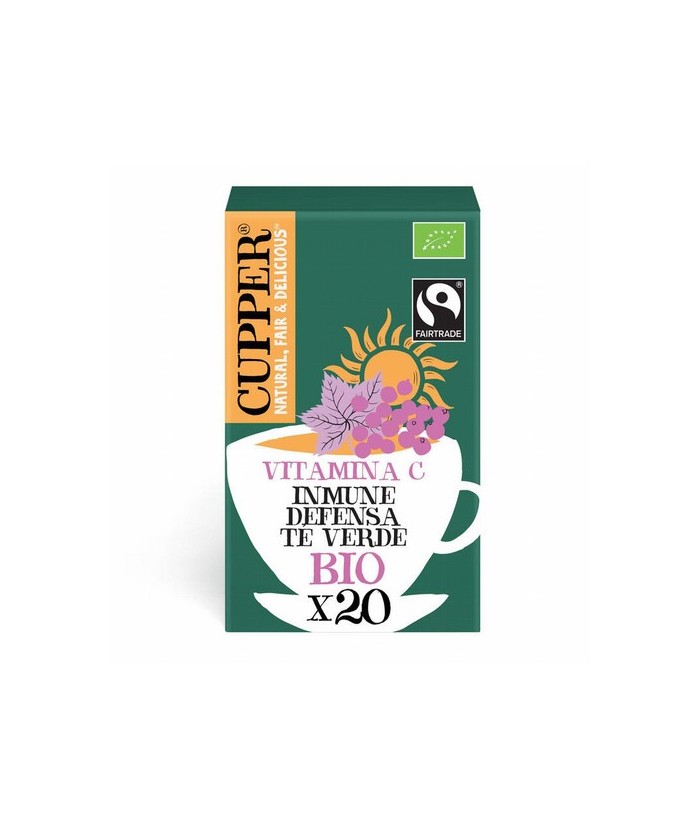 
TE VERDE INMUNE BIO, 20 BOLSAS
Ref. 604084

Ingredientes: té verde*, escaramujo*, zumo de acerola deshidratado* (10%), aro