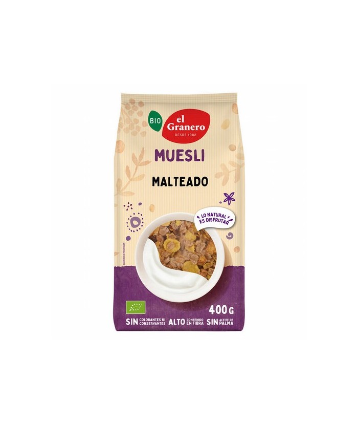MUESLI MALTEADO BIO, 400 g
Ref. 011865

Ingredientes: copos de maíz* tostados (harina de maíz* 95%, sirope de maíz* 4% y sal
