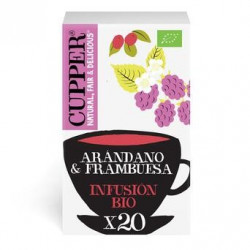 INFUSION ARANDANO Y FRAMBUESA BIO, 20 BOLSAS
Ref. 604079

Ingredientes: hibisco*, escaramujo*, ortiga*, raíz de regaliz*, ar